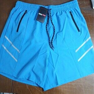 Jump Start Men's Performance Training Shorts Zipper Pockets XL Royal Blue NWT